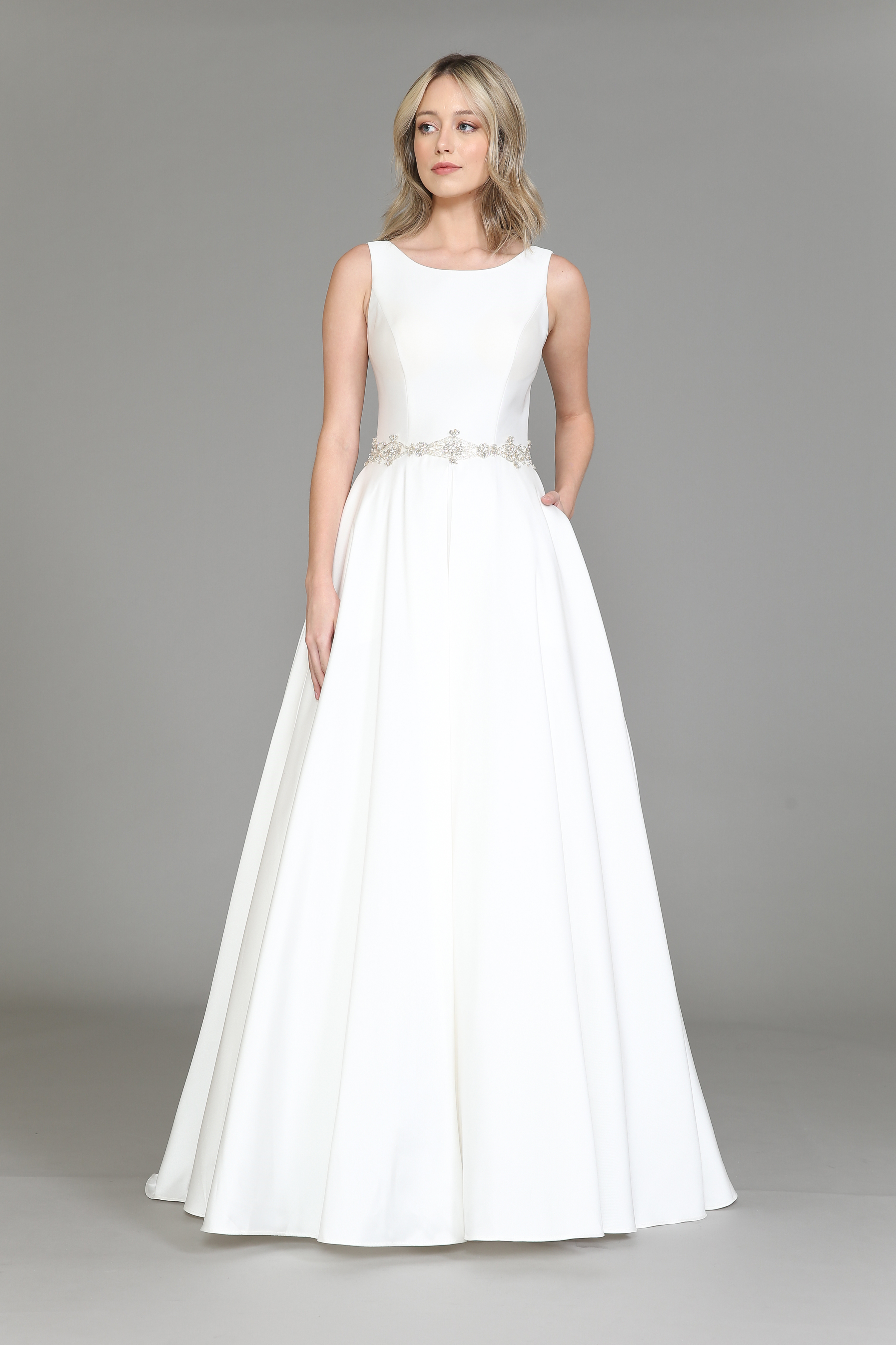 Bateau Neck A Line Wedding Dress